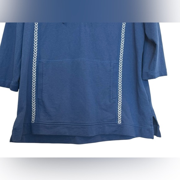 Women’s J. Jill French Terry Embroidered Hooded Tunic Blue Top: Size M Petite - Picture 3 of 8
